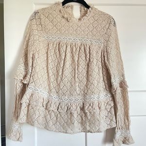 Cream lace long sleeve top